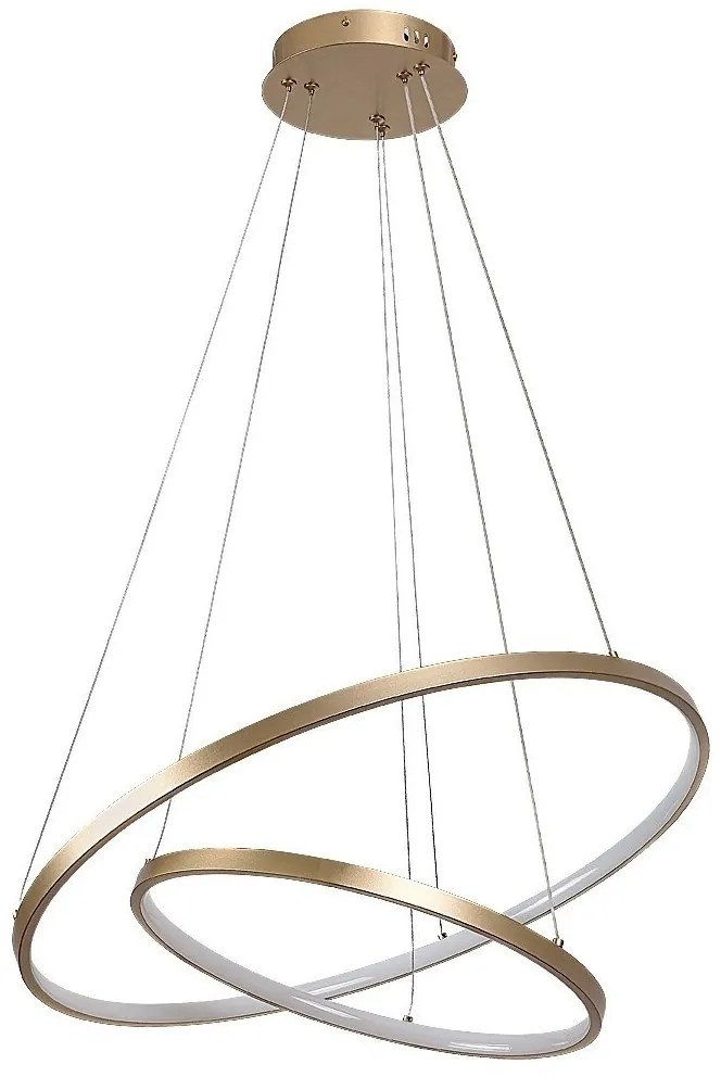 Lustra LED cu telecomanda cu 2 inele metal auriu Beliza