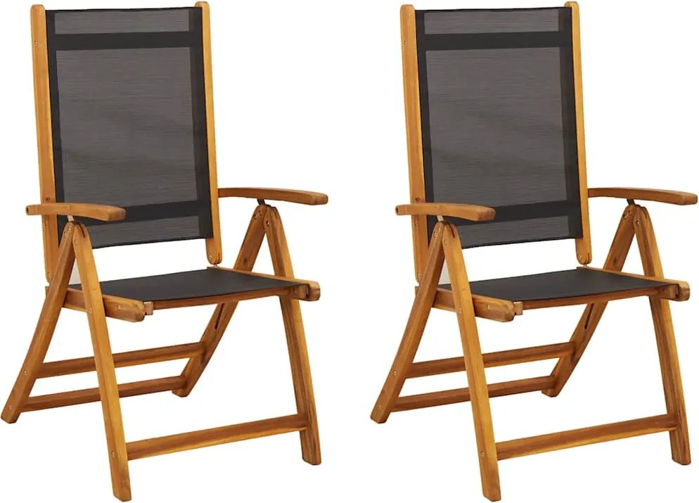 vidaXL Scaune de grădină pliabile 2 buc. lemn masiv acacia & textilenă
