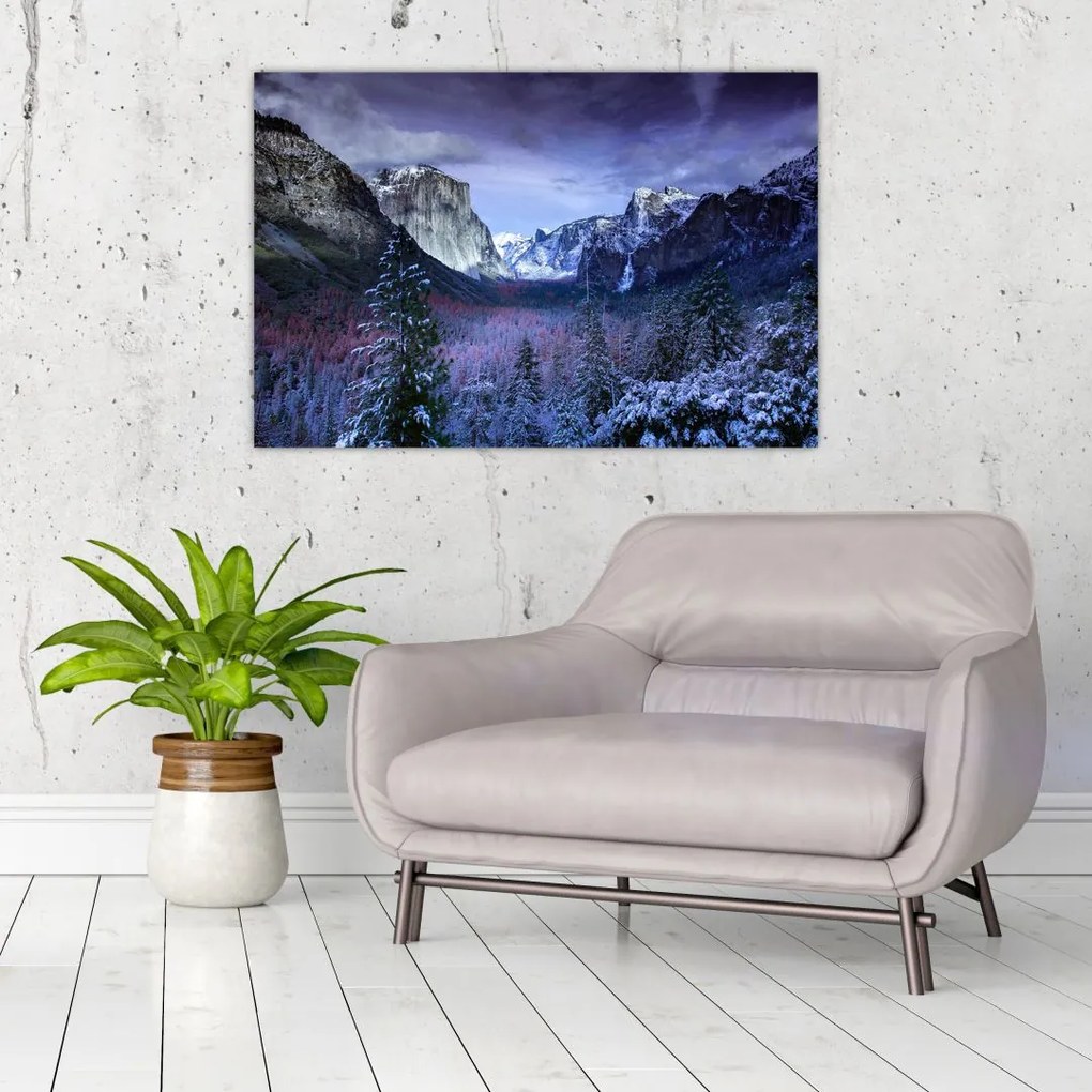Tablou cu peisaj montan iarna (90x60 cm)