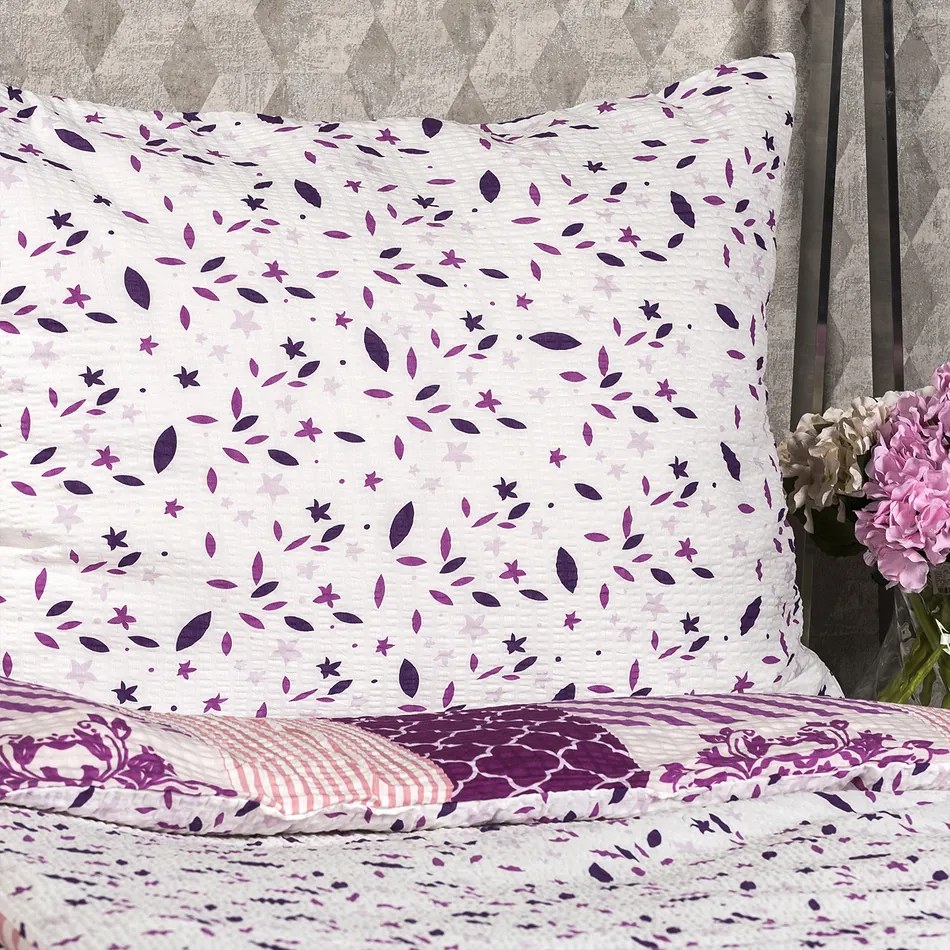 Lenjerie de pat din crep 4Home Patchwork violet, 140 x 200 cm, 70 x 90 cm