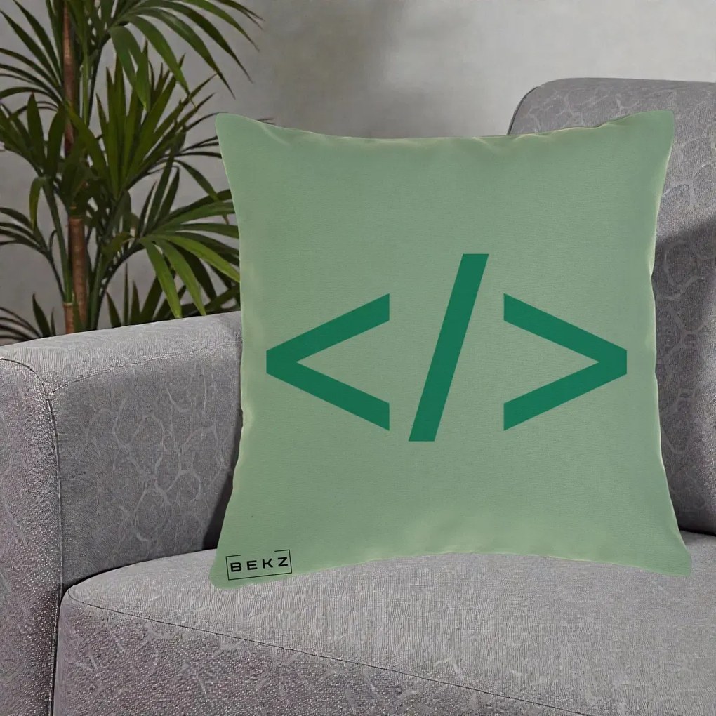 Perna Personalizata Cod HTML Turcoaz, 40x40 cm, Verde, Husa Detasabila, Perna Inclusa, BEKZ®