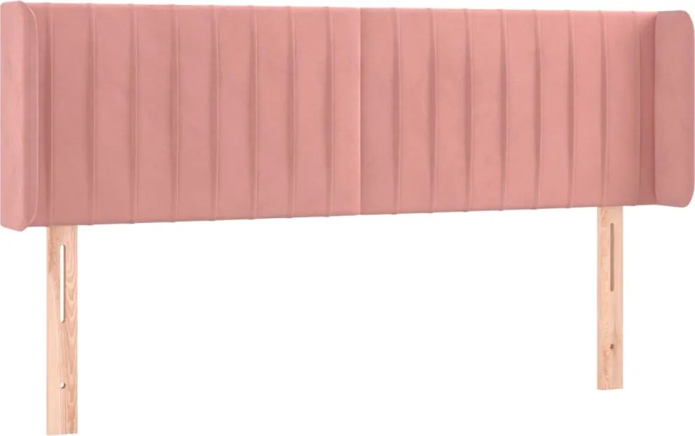 vidaXL Tăblie de pat cu aripioare roz 147x16x78/88 cm catifea