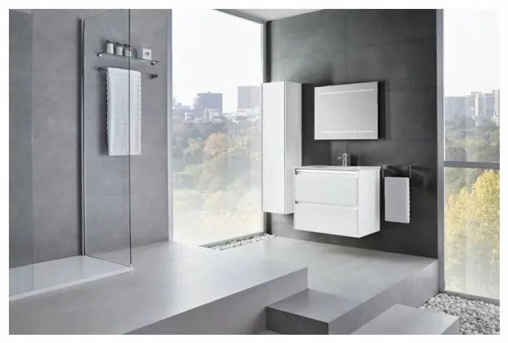 MOBILIER KLEA SUSPENDAT 78,5X45 CM,ALB,2 SERTARE  CU LAVOAR KLEA 81X46 CM, ALB 800x450 mm