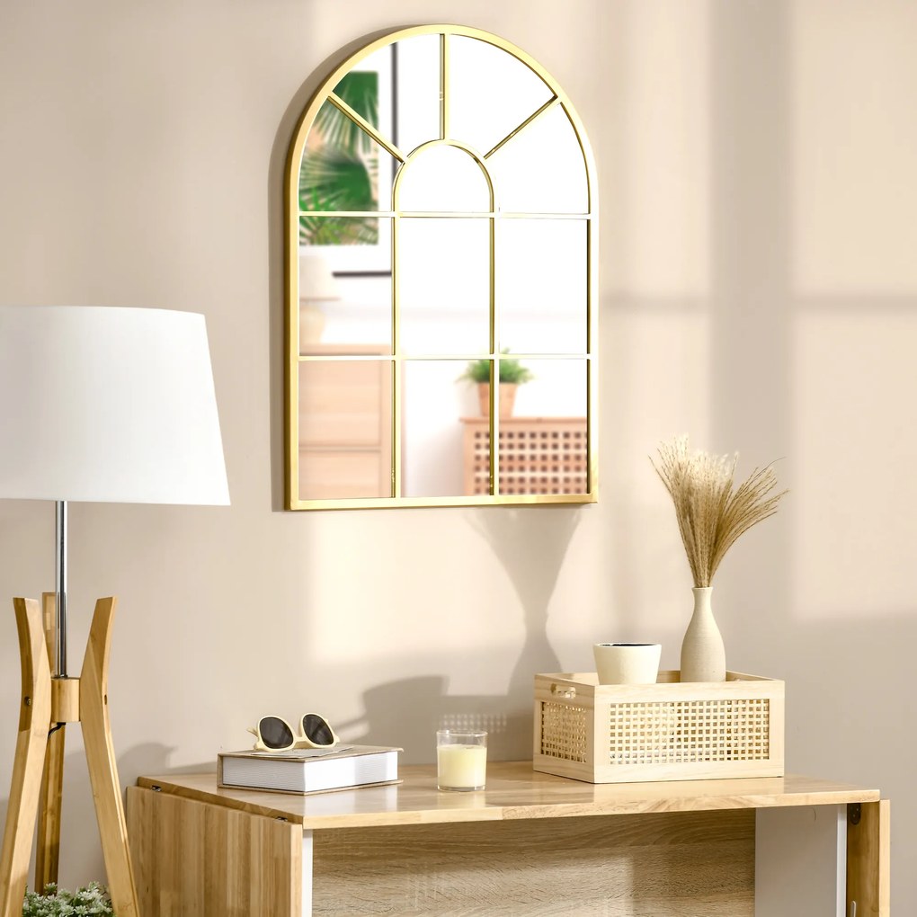 Homcom Oglinda Moderna de Perete – Arcuita 70×50 cm, Stil Fereastra Negru | Aosom Romania