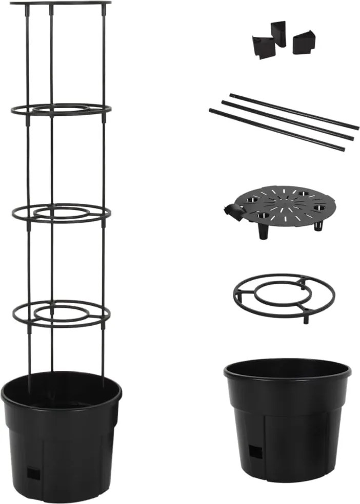 vidaXL Ghiveci cultivare roșii, antracit, Ø 29,5x115 cm, polipropilenă