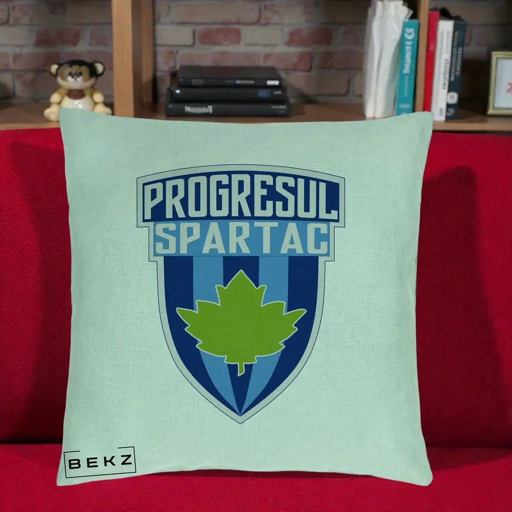 Perna Personalizata Progresul Spartac Fotbal, 40x40 cm, Verde Menta, Husa Detasabila, Perna Inclusa, BEKZ®