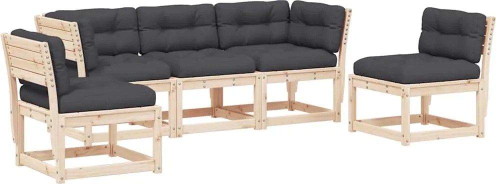 vidaXL Set canapele de grădină cu perne, 5 piese, lemn masiv de pin