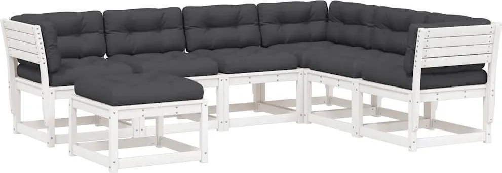 vidaXL Set mobilier de grădină cu perne, 7 piese, lemn masiv de pin