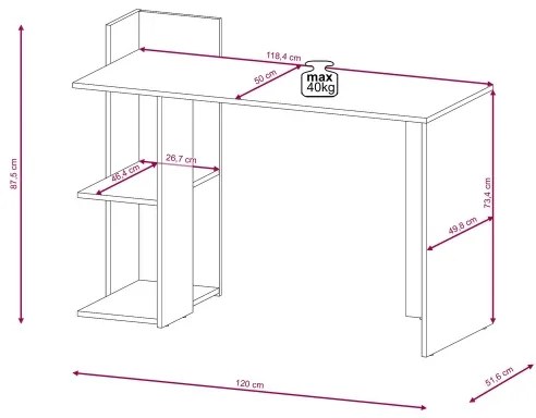 Birou MARLO, gri beton/alb