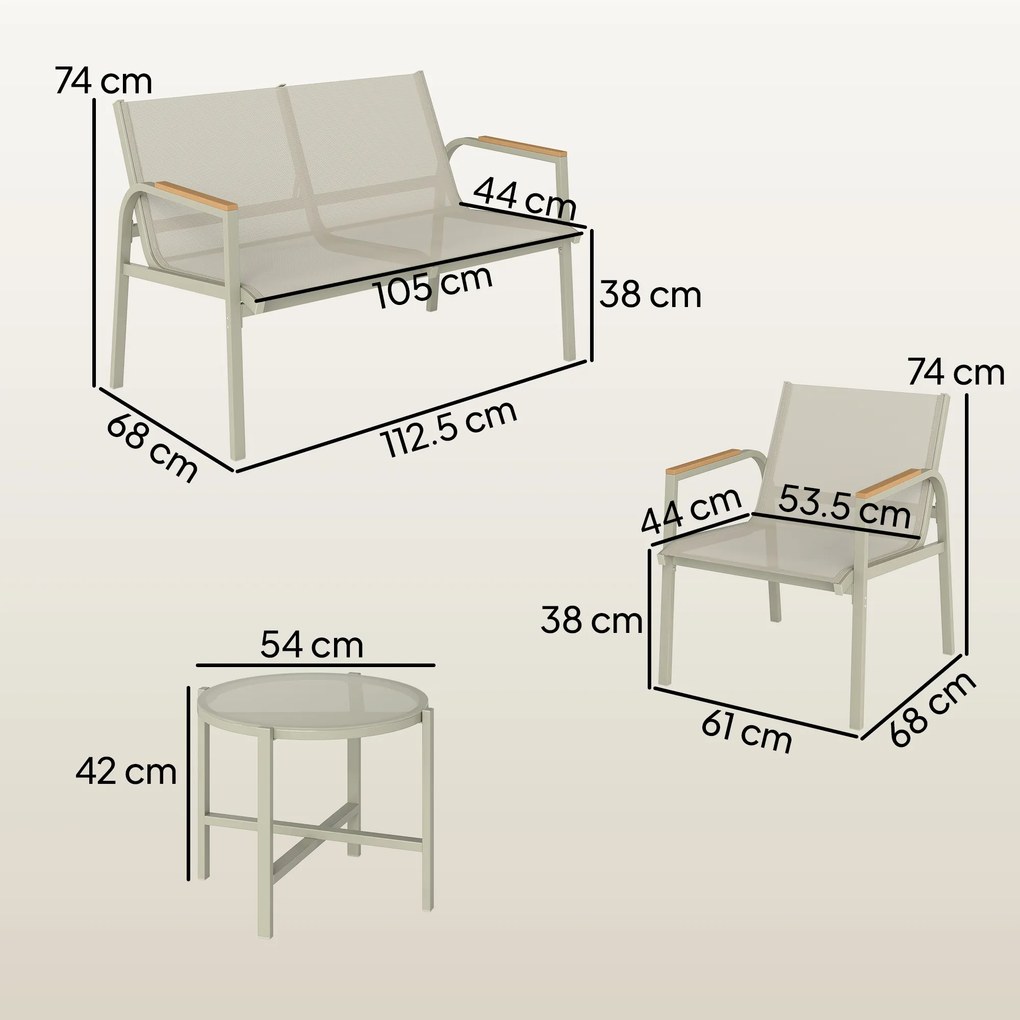Outsunny Set Canapea de Exterior cu 2 Fotolii, Verde | Aosom Romania