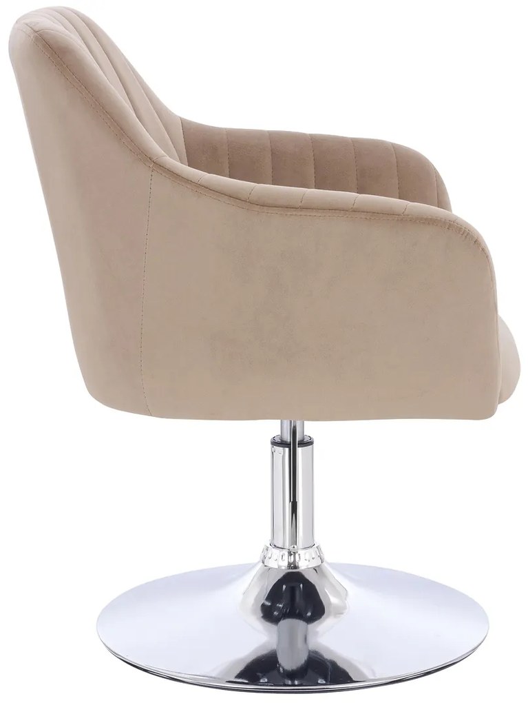 HR190N Scaun Latte din Catifea cu Bază Cromata