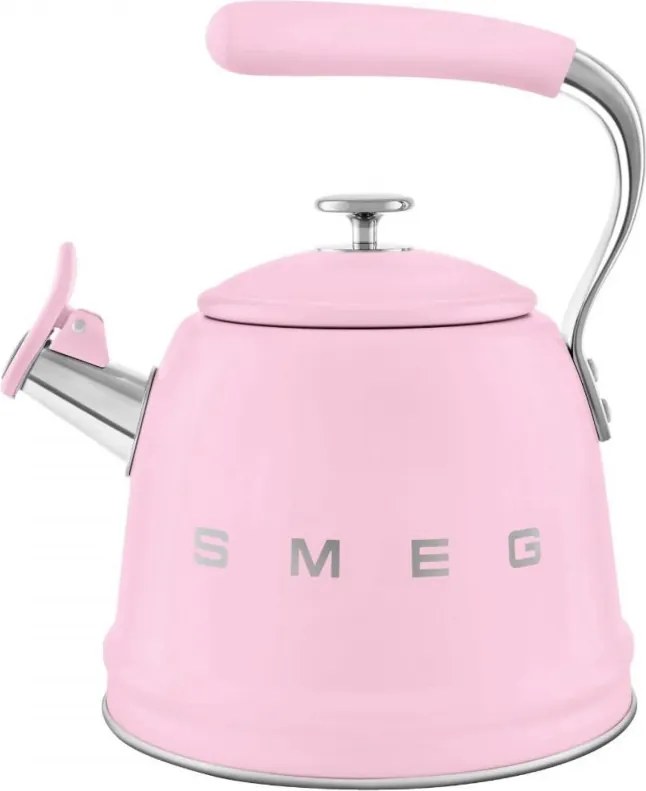 Ceainic cu fluier Smeg WKF01PK, 2,3 l, Inductie, Maner rece, Otel, Roz