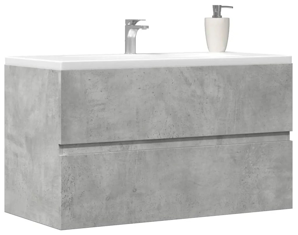 vidaXL Dulap de chiuvetă, gri beton, 90x38,5x45 cm, lemn prelucrat
