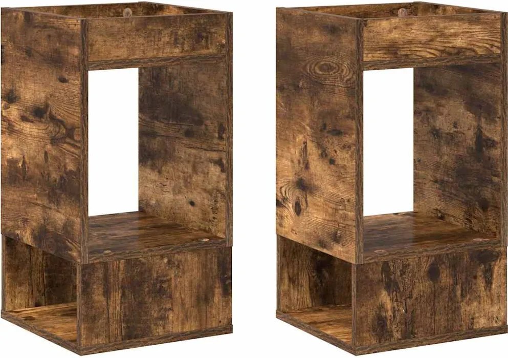 vidaXL Masă laterală 2 pcs Stejar fumuriu 30 x 30 x 56 cm