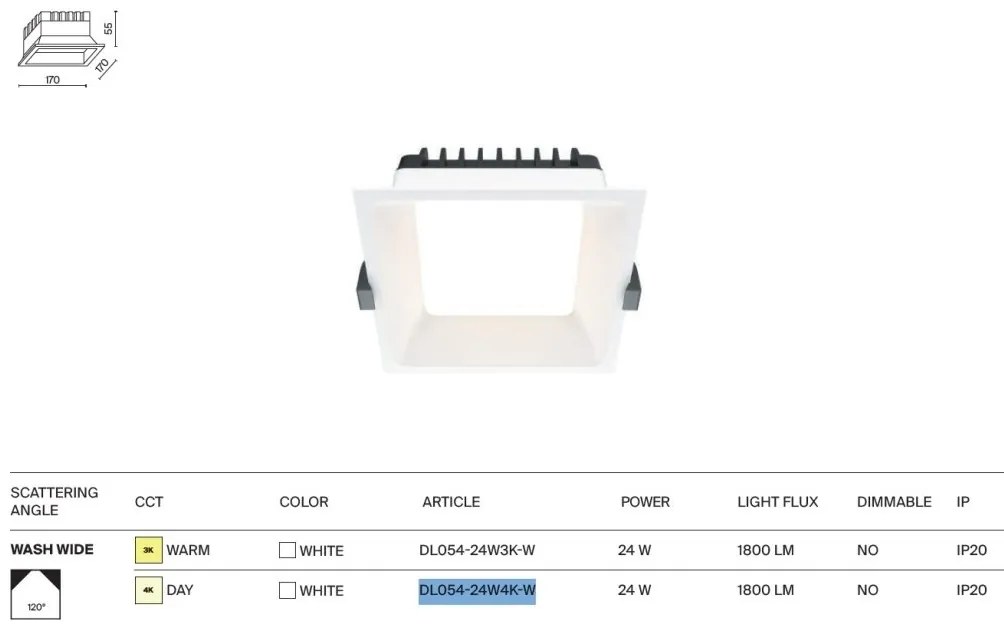 Spot LED incastrabil design tehnic Okno alb 17x17cm 4000K