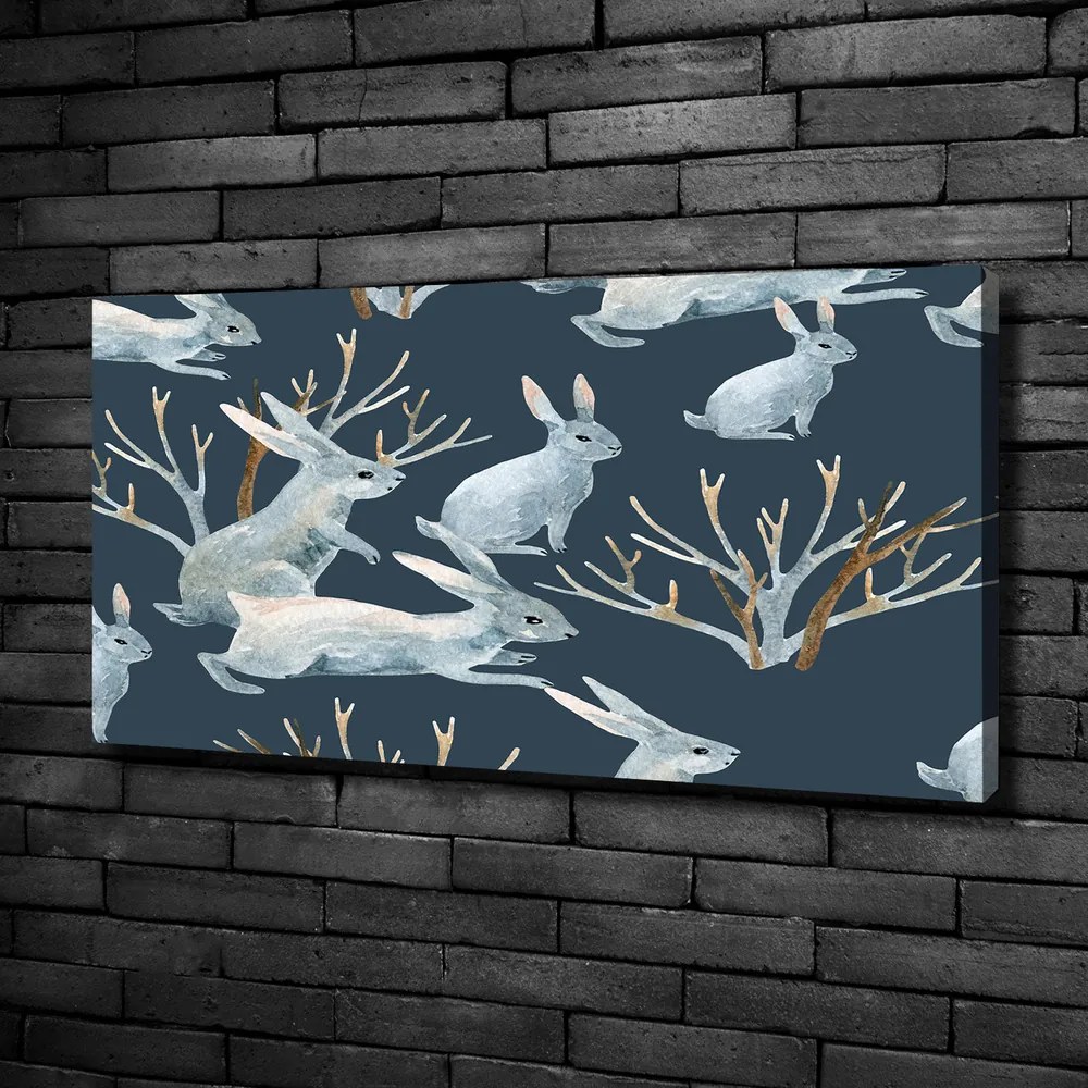 Imprimare tablou canvas Iepuri de iarnă