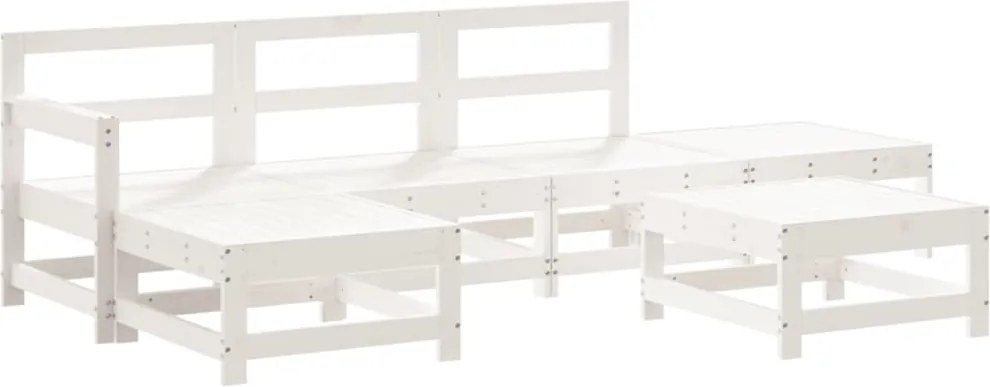 vidaXL Set mobilier de grădină, 6 piese, alb, lemn masiv pin