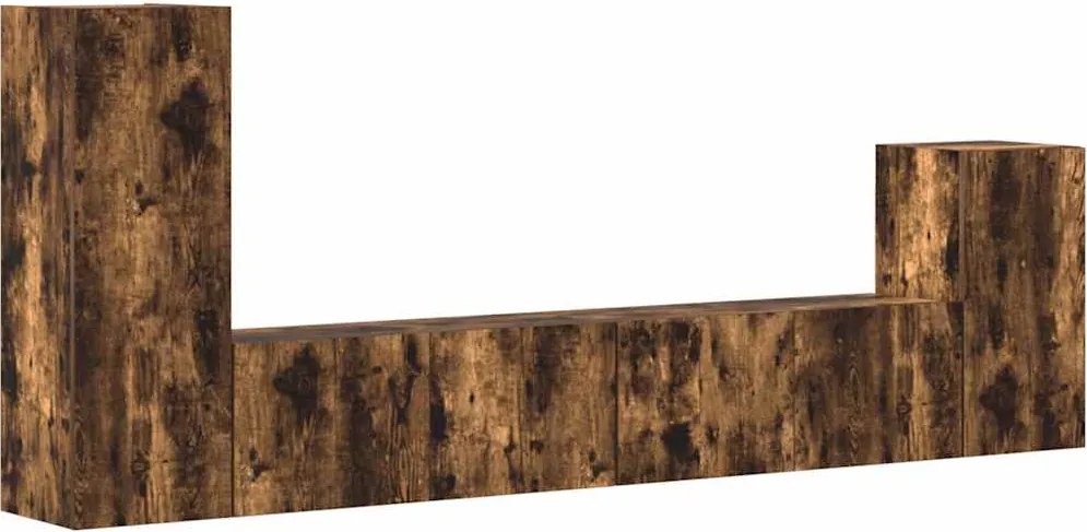 vidaXL Set dulapuri TV, 4 piese, stejar fumuriu, lemn prelucrat