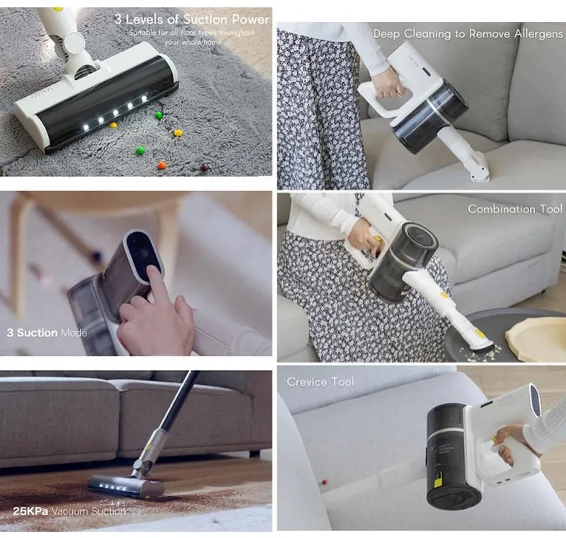 Aspirator vertical fara fir Xiaomi Lydsto H4, 1000W, 25 kPa, 0.4 l, 3 trepte, Autocuratare, Autonomie pana la 60 min, Alb