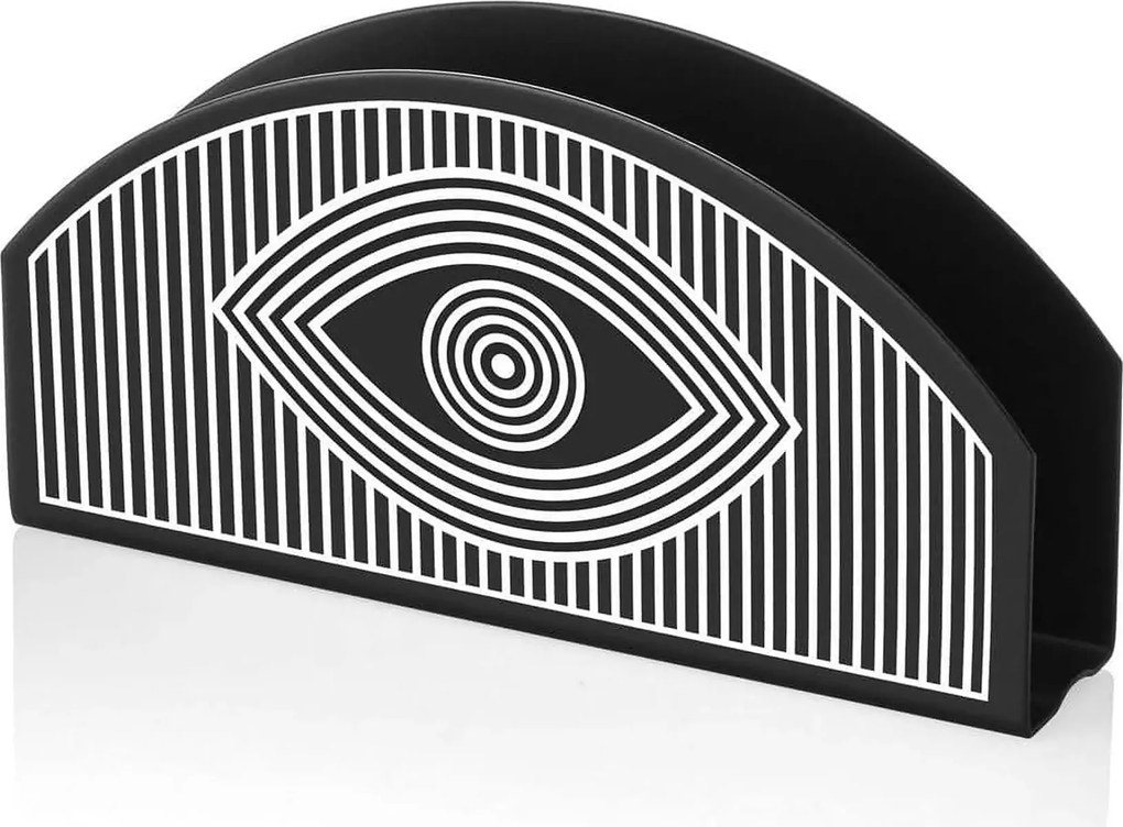 Suport servetele PCT0011, negru/alb, metal, 16x2x8 cm