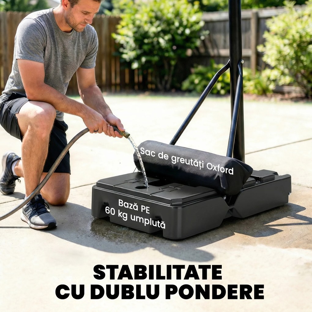 SPORTNOW Coș de Baschet Reglabil 235-305cm, Rezistent la Impact, Negru | Aosom Romania