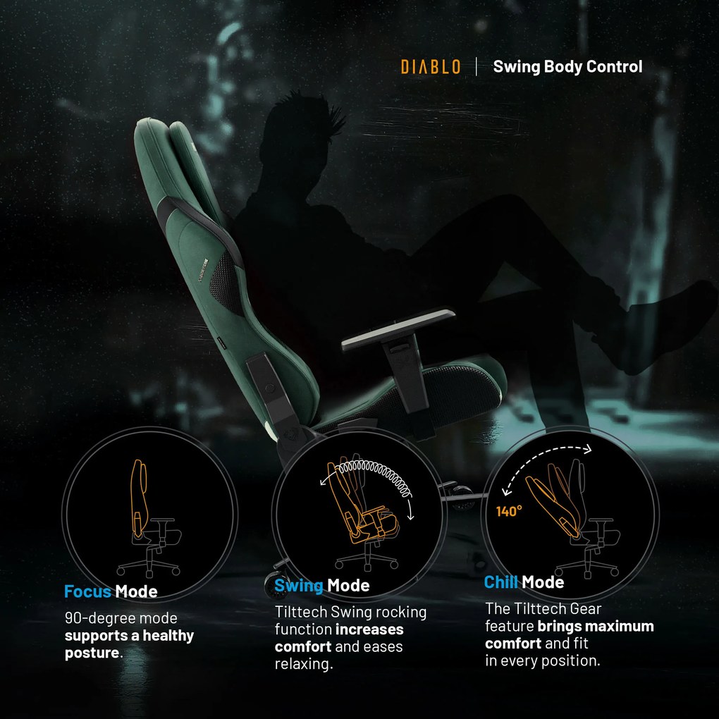 Scaun de gaming Diablo X.One Prime Forest Green Normal Size