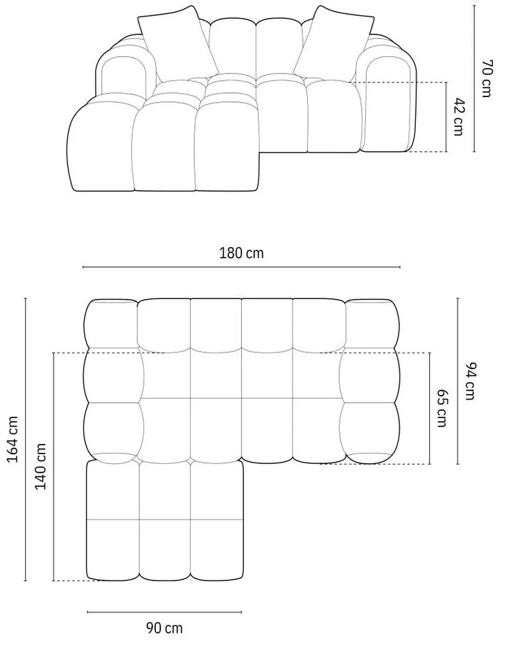 Colțar gri deschis cu tapițerie din chenille (cu colț pe partea stângă/cu șezlong) Treno – Cosmopolitan Design