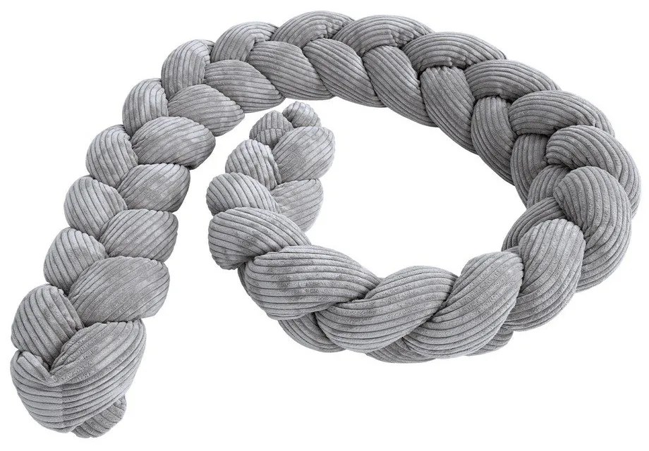 Apărătoare pentru pătuț gri din catifea reiată 300 cm – Meowbaby