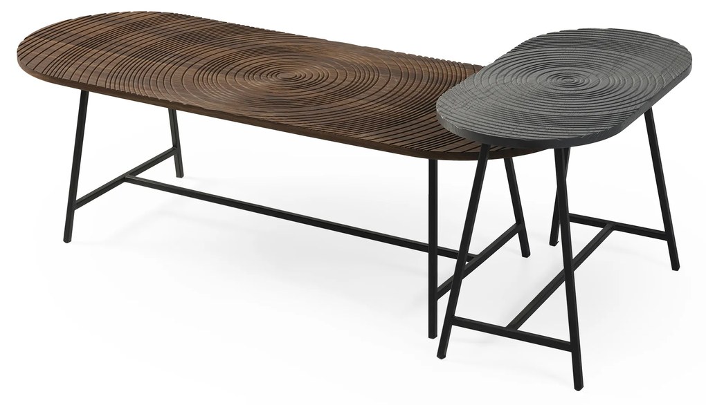 Masuta lunga picioare metalice si blat lemn - drop (138x50x42)