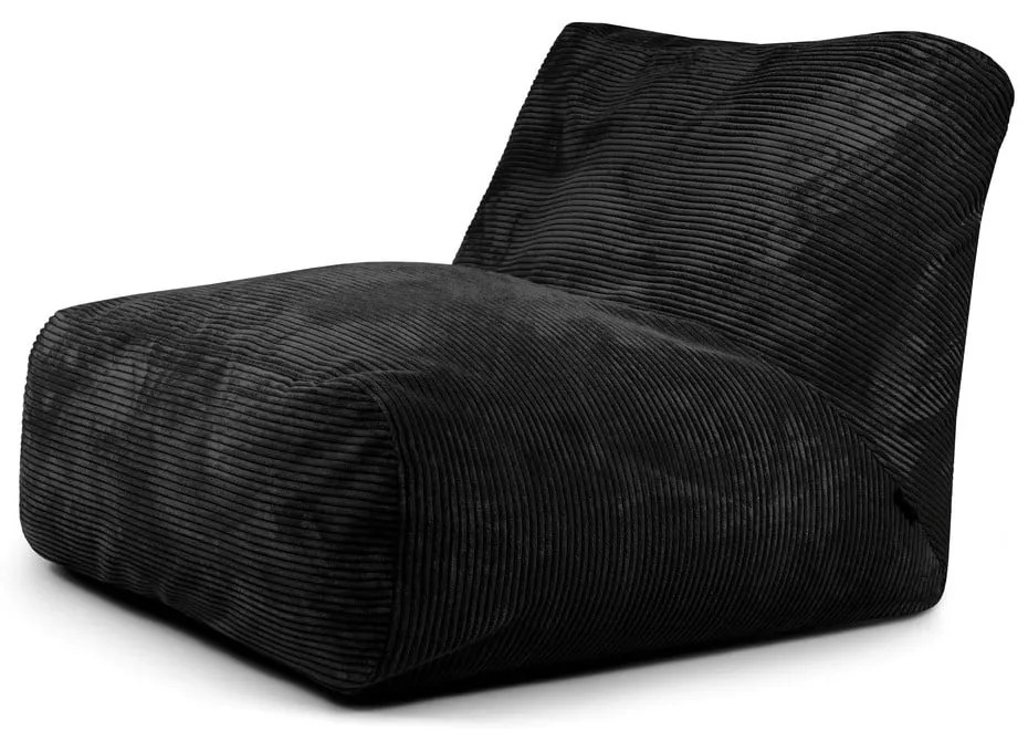 Fotoliu bean bag negru cu tapițerie din catifea reiată Tube 100 – SLOWDOWN