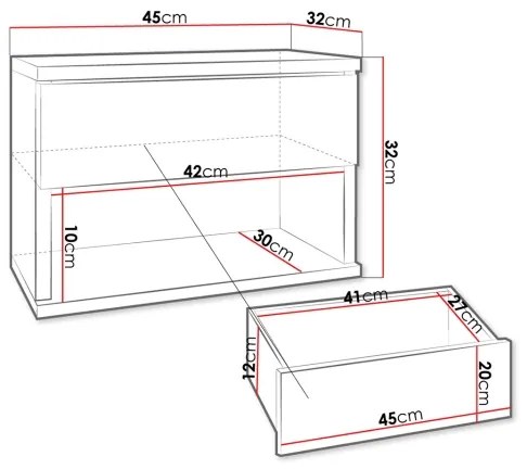 Noptieră NECE 32x45 cm negru