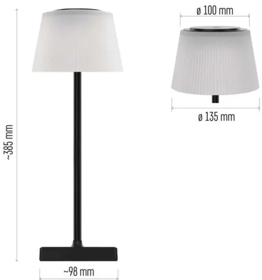 Lampă LED reîncărcabilă dimabilă EMOS Z7630B KATIE LED/4W/10V 1800mAh IP44 negru