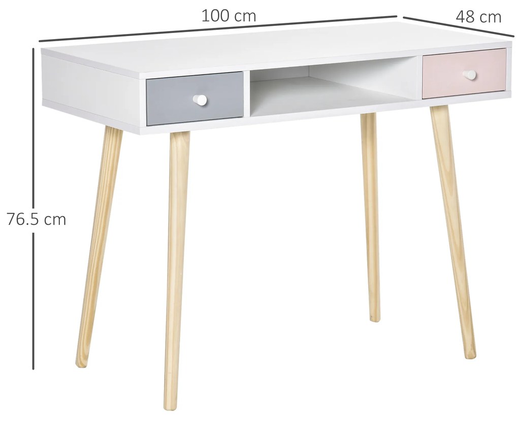 HOMCOM Birou cu sertare pentru copii, Camera copii MDF, 100x48x76.5 cm, Multicolor