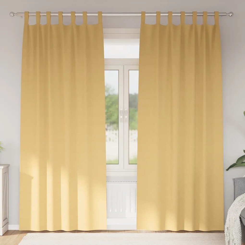 vidaXL Perdele cu perdele 2 pcs Bej 245 x 140 cm Poliester