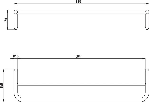 Silia Suport pentru prosoape, dublu - montare pe perete Finisaj: Oțel periat ADI_F631