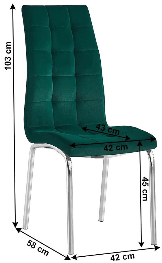 Scaun de masa, tesatura de catifea smarald   crom, GERDA NEW