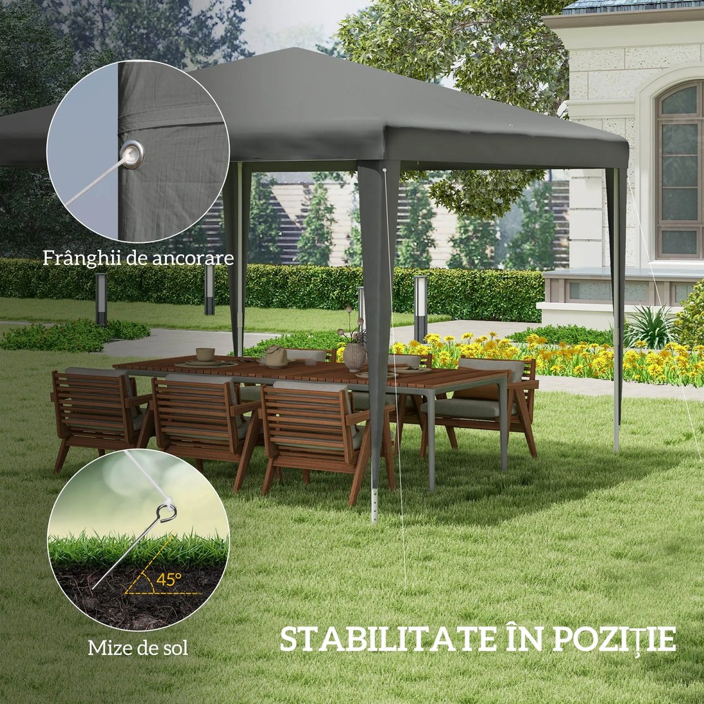 Pavilion Outsunny de Grădină 3x3 m Portabil cu Acoperire Anti UV, Gri | Aosom Romania