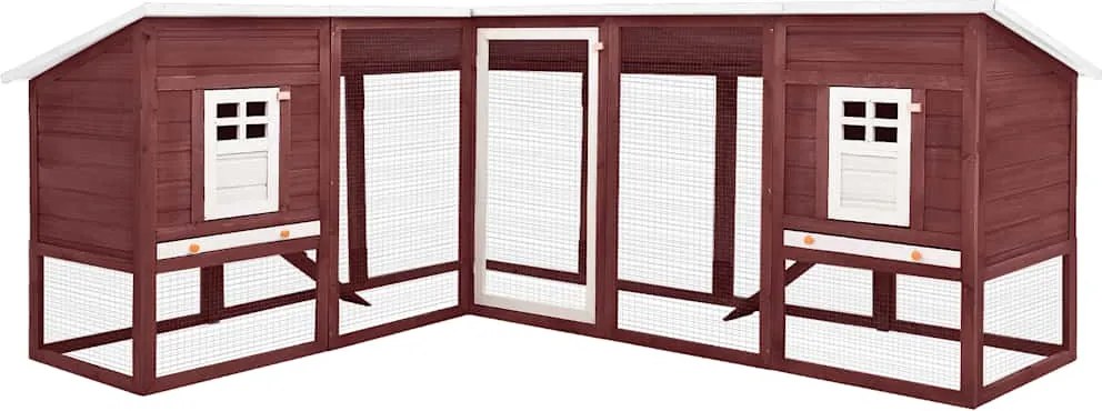 vidaXL Cușcă iepuri exterior, spațiu de joacă, cafeniu/alb, lemn brad