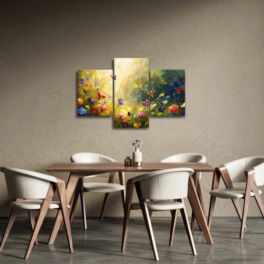 Tablou - Pajiște cu flori de primăvară, pictură (90x60 cm)