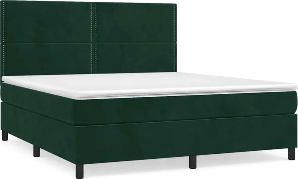 vidaXL Pat box spring cu saltea, verde închis, 180x200 cm, catifea