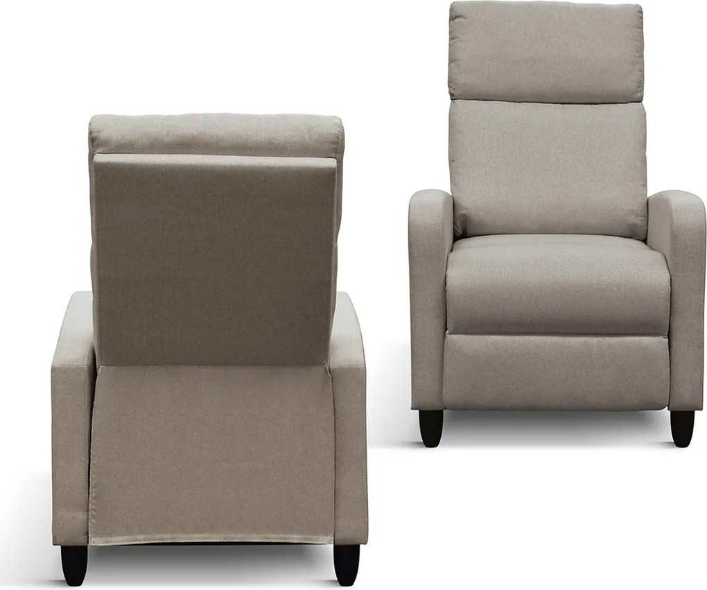 Fotoliu recliner Anna, țesătură, cadru metalic - GRI