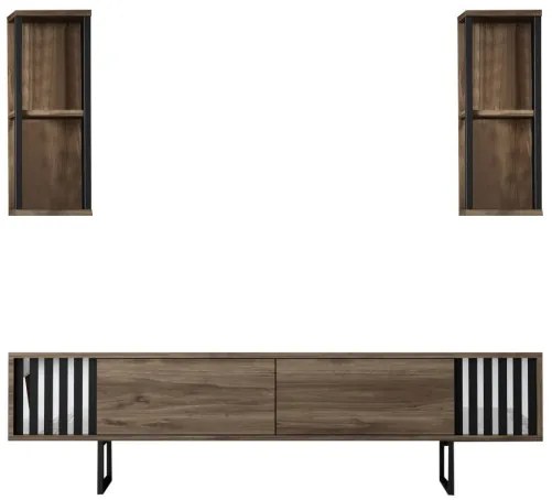 Set de mobilier pentru living Chrome, Nuc- Negru