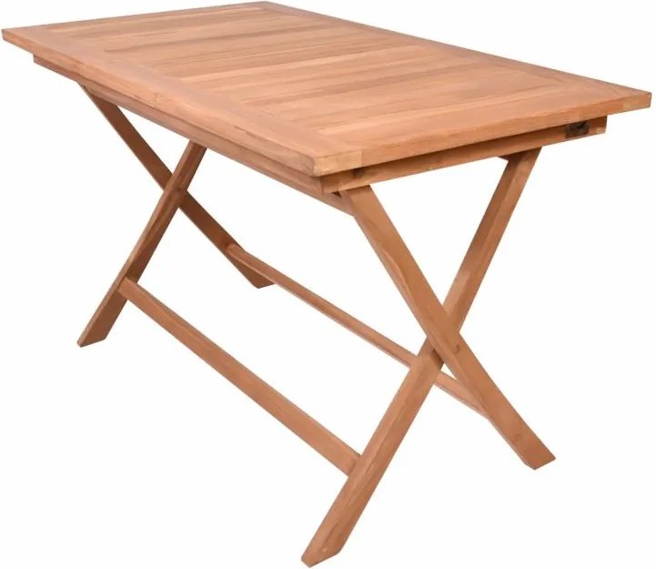 Masă de sufragerie DIVERO, tec masiv tratat, 120 x 70 cm