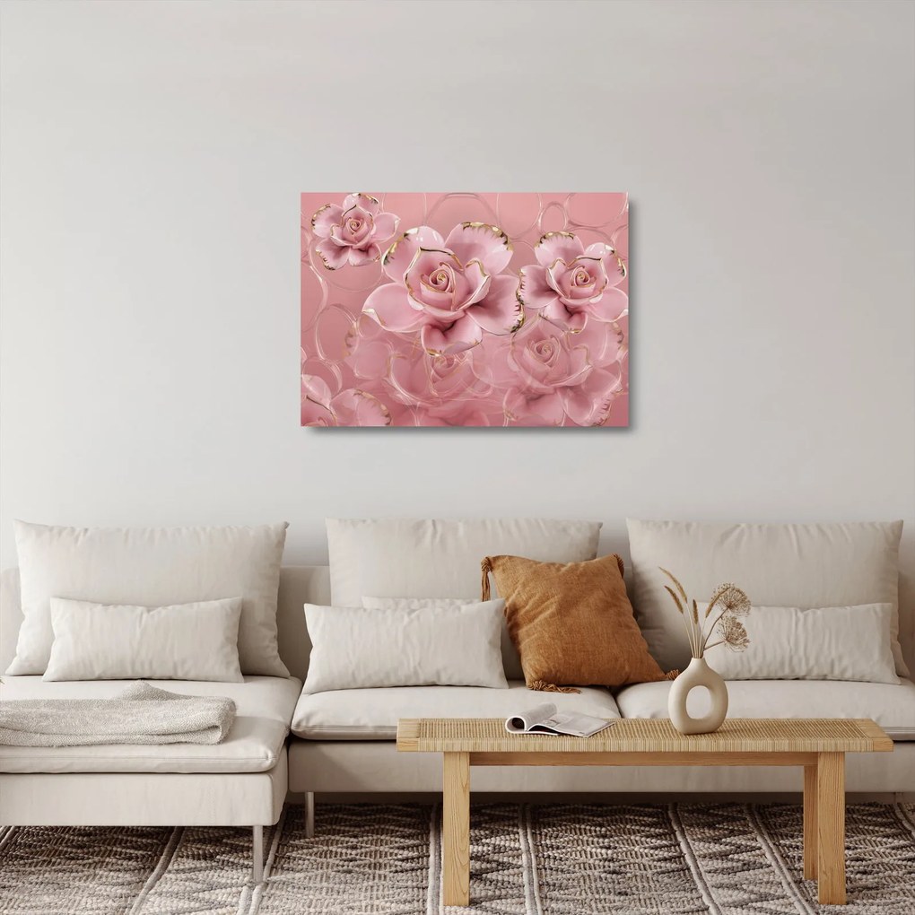 Tablou pe sticlă - Decor floral (70x50 cm)