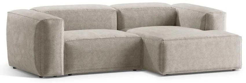 Colțar bej cu tapițerie din catifea reiată (cu colț pe partea dreaptă/cu șezlong) Bergamo – Cosmopolitan Design