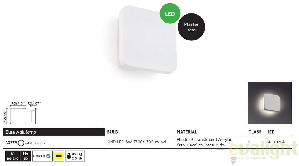 Aplica de perete LED cu lumina ambientala ELSA 63279