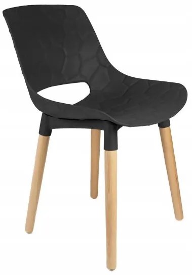 Scaun bucatarie/living, PP, lemn, max 130 kg, negru, 45x55x77 cm, Davis