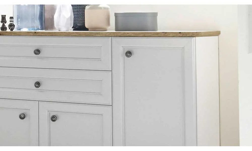 COMODA FIRENZE, 187X45X97 CM, 4 USI, 2 SERTARE, CULOARE ALB, MDF