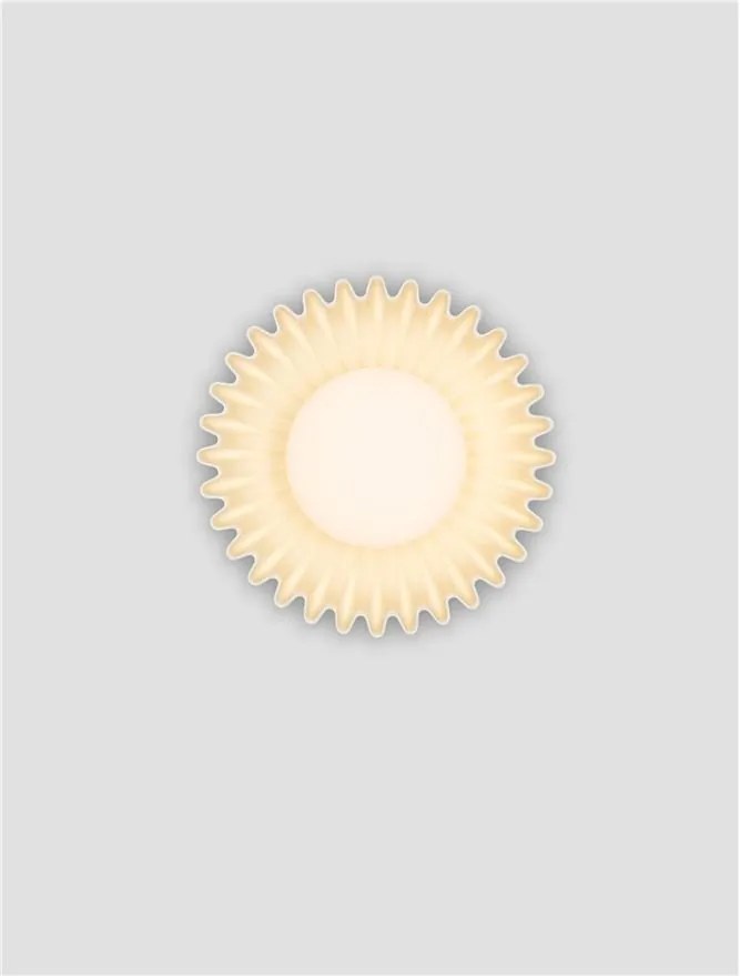 Aplica decorativa ceramica crem, sticla alb, PETEL
