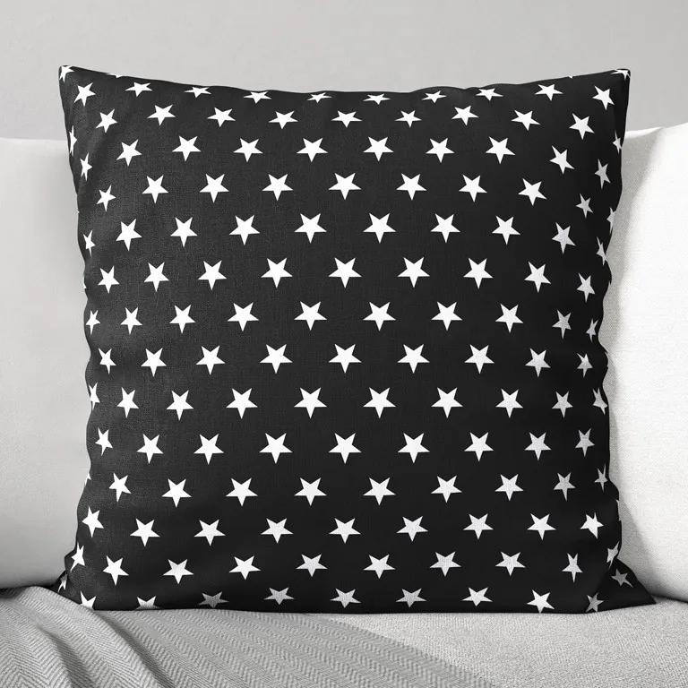 Goldea față de pernă din bumbac - model 541 - steluțe albe pe negru 50 x 50 cm